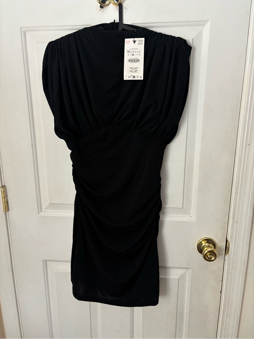 Zara Black Strapless Ruched Mini Dress